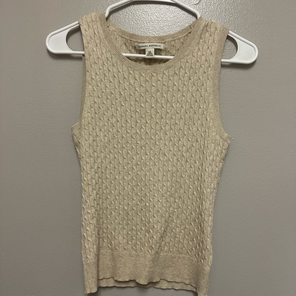 Banana Republic Women's Tan Cable Knit Tank Top